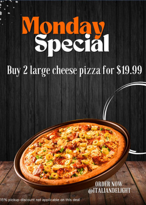 2 Large Cheese Pizzas 1 Toppings Each